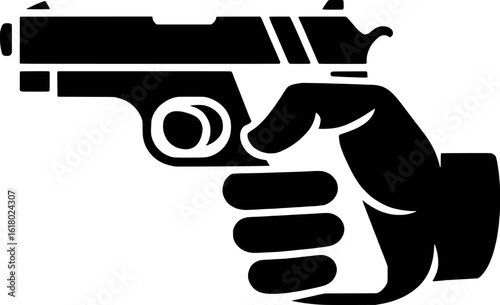 Hand holding black pistol weapon symbol vector
