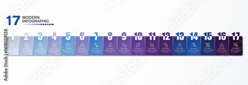 Infographic design with icons and 17 options or steps. Infographics business concept.