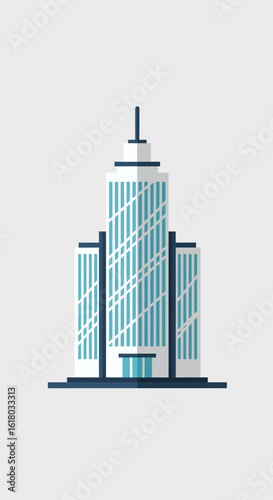Modern glass skyscraper complex with sleek architectural design symbolizing corporate success and urban development.