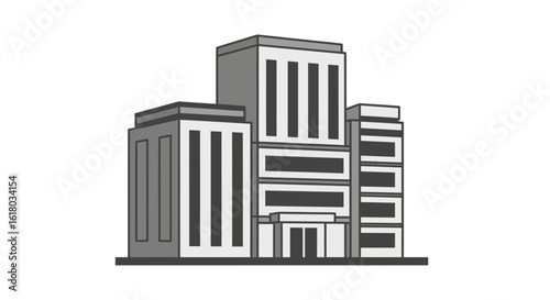 Modern office buildings showcase sleek architecture and urban professional environments, symbolizing corporate success and cityscapes.