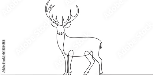 Continuous one line drawing of a deer with tree branches growing from its antlers, symbolizing nature, growth, and wilderness

