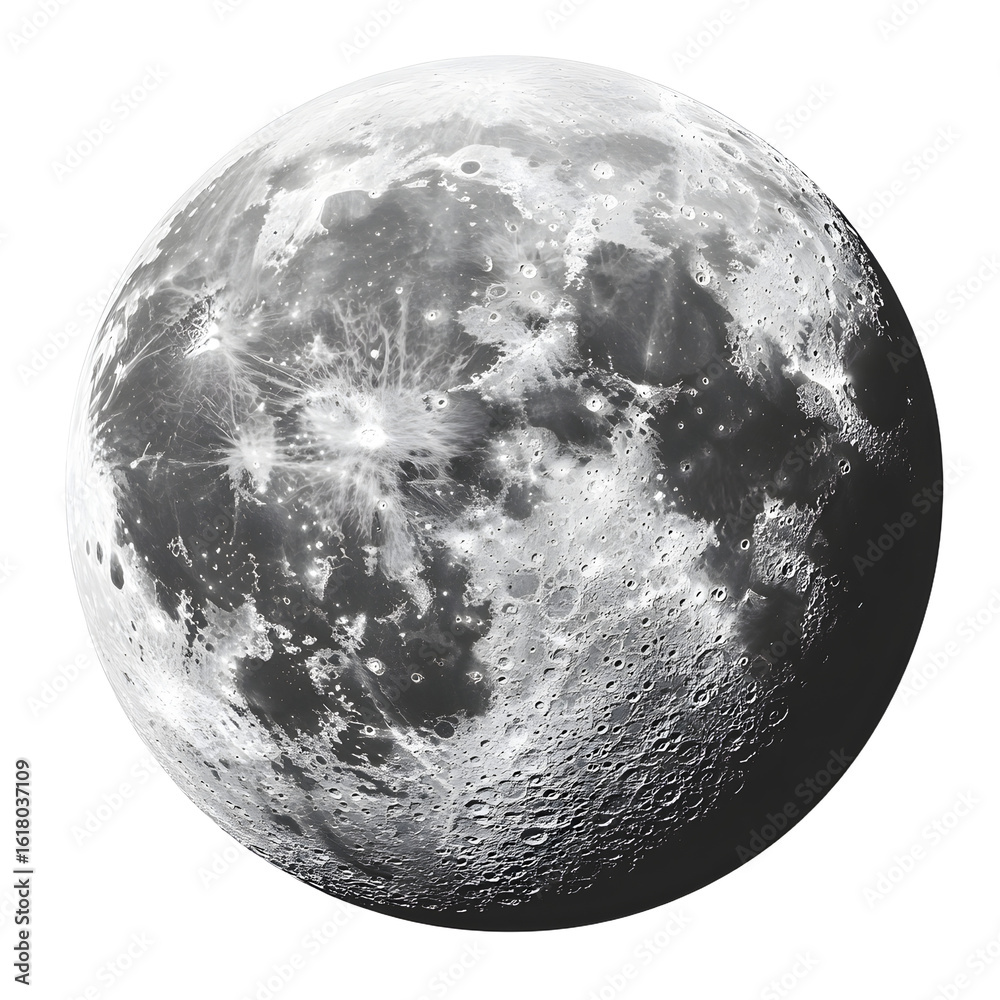 Naklejka premium Lunar Surface Transparent Image on White Background for Creative Projects