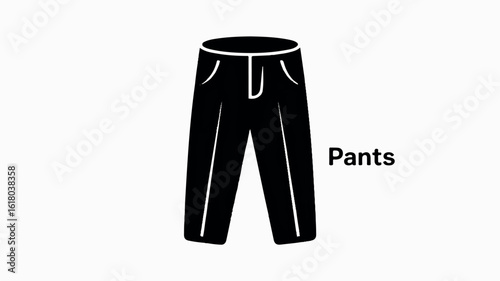 Minimalist black and white icon illustration of a pair of trousers clean and modern design