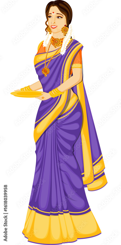 Illustration of Woman in Traditional Indian Saree Illustration of Woman in Traditional Indian Saree