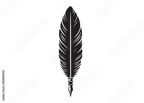 feather pen logo silhouette vector, quill pen vector silhouette logo design, quill silhouette writing silhouette vector illustration, quill pen feather pen logo vector silhouette on white background