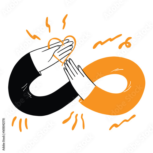 Abstract Hand-Drawn Infinity Symbol with Energy Flow