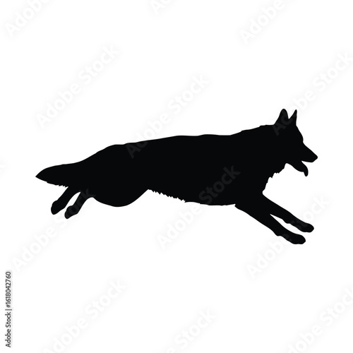 Black German Shepherd running silhouette
