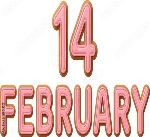 Celebrate Valentine's Day with sweet 14 February hearts and festive gingerbread lettering for romantic occasions