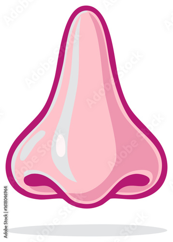 Cartoon pink nose illustration for health beauty or medical concept