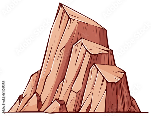 Cartoon style illustration of a tall rock formation, perfect for desert or mountain landscape backgrounds.