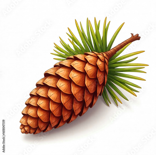 Autumn pine cones with pine branches