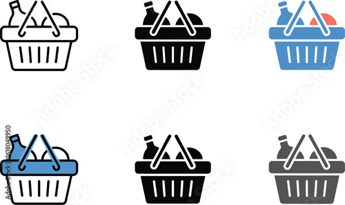Basket of food icon supermarket basket icon vector illustration