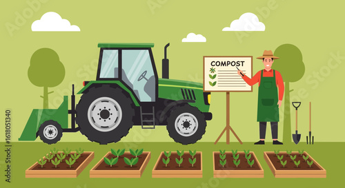 Farmer Explains Composting On The Organic Farm And Planting Crops