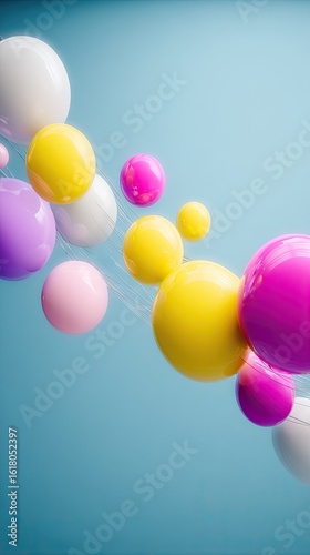 Floating Pastel Spheres on Blue Background