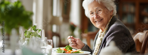 elderly woman drinking water