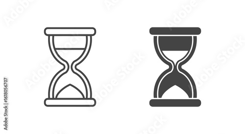 Hourglass Icons Outline and Filled Versions Representing Time Deadlines and Urgency