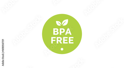 BPA Free Green Oval Label with Leaves Symbol for Products Packaging