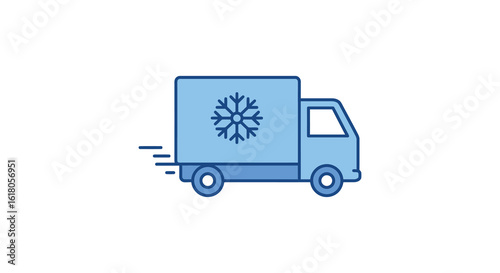 Refrigerated Truck Delivering Frozen Goods with Snowflake Symbol on the Side