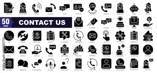  Contact Us glyph icon set