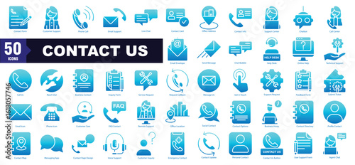  Contact Usglyph gradient icon set