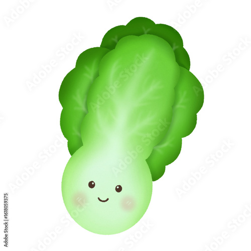 Cute baby bok choy cartoon character.
