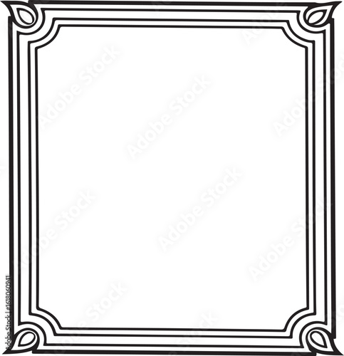 Elegant ornamental decorative frame in black and white with detailed corner flourishes