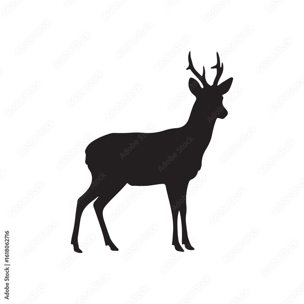 Fototapeta premium Roe deer silhouette vector flat Icon illustration on white background