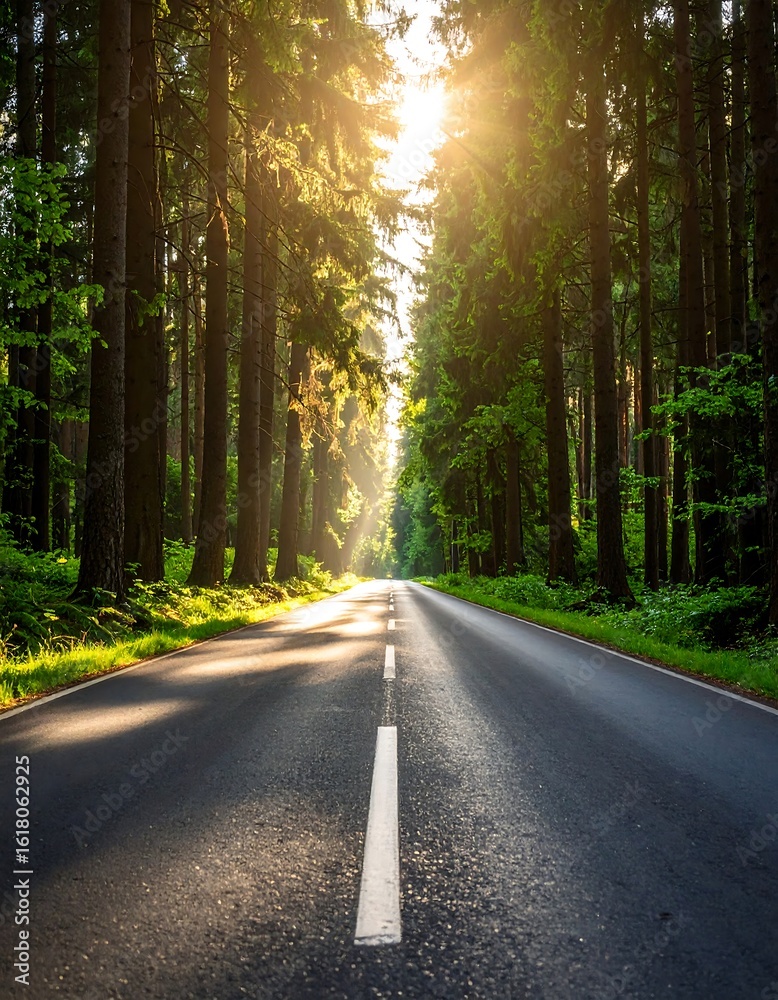 Fototapeta premium Sunlit forest road