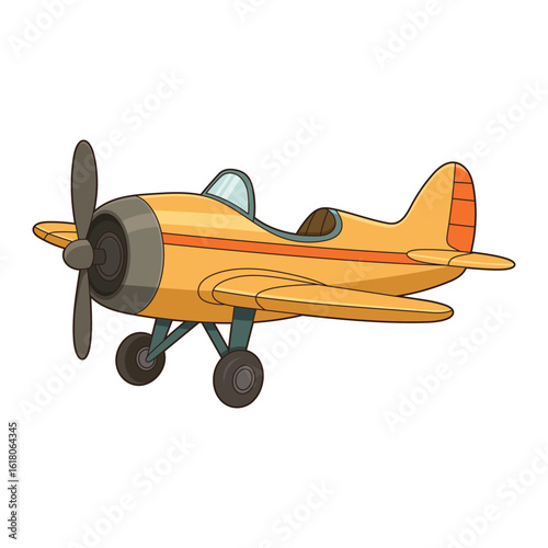 Illustrated cartoon airplane flying high, ready for adventure in the sky.