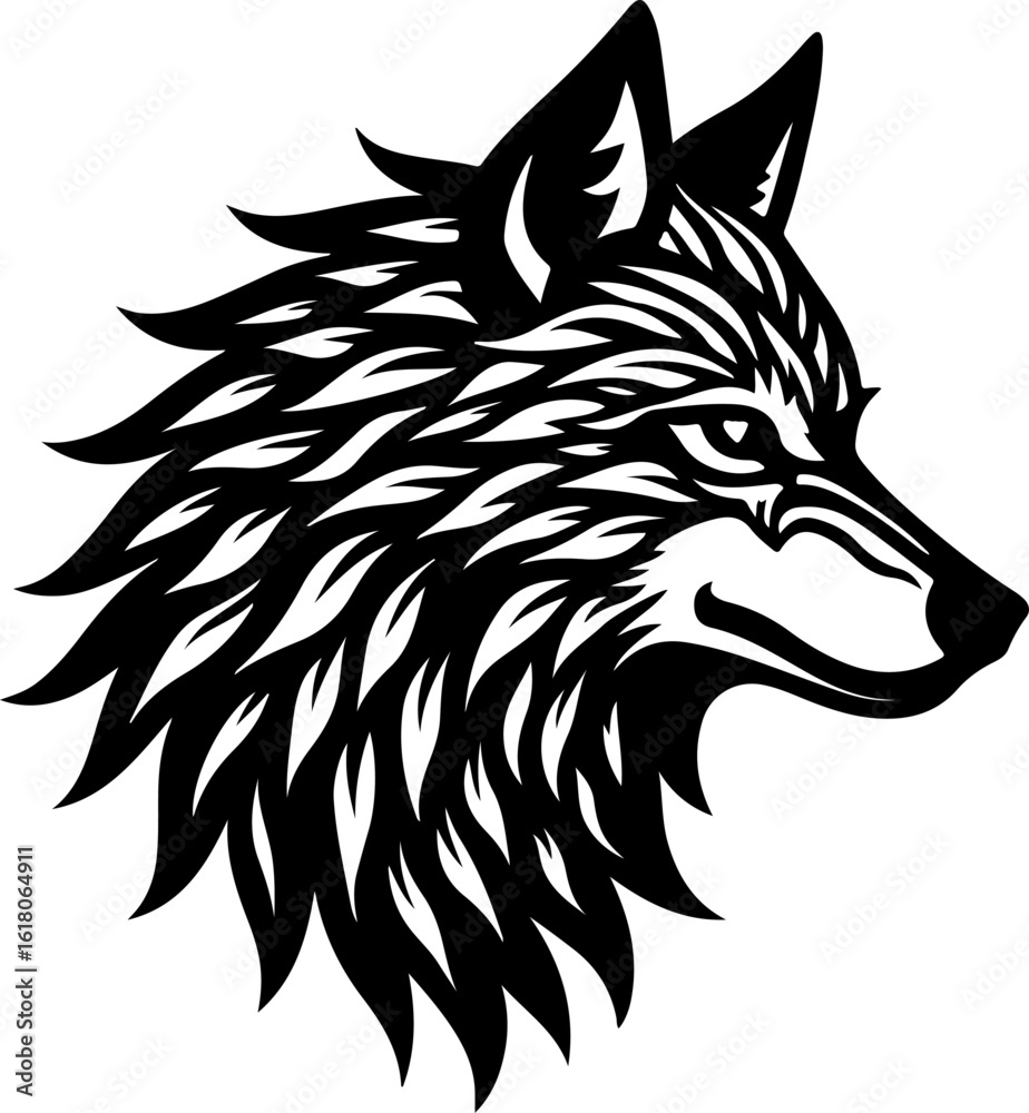 Obraz premium Tribal Wolf Head Silhouette vector 