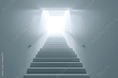 Stair lead upward radiating hope and aspiration, bathed in brilliant light