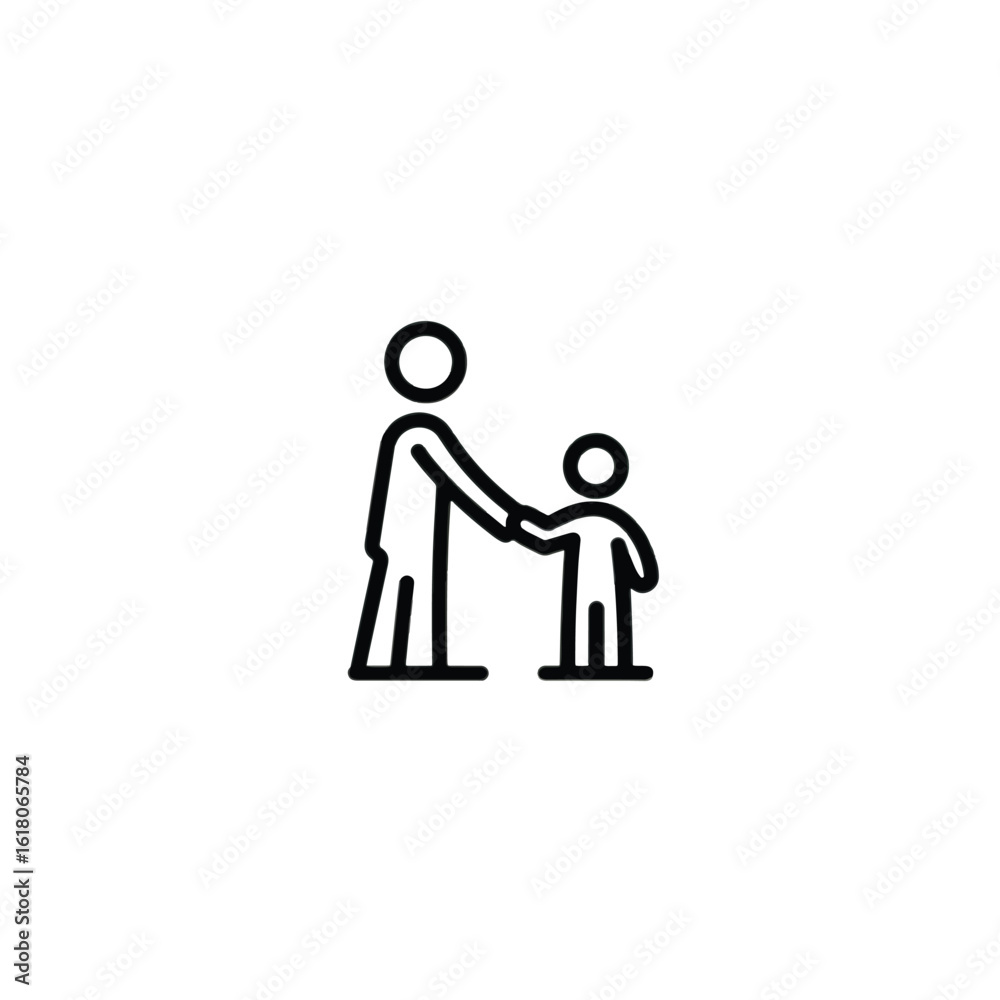 Fototapeta premium Father and Child Icon Vector Illustration Showing Family Connection Guidance Support and Parental Love in Simple Line Style