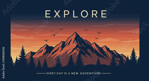 Vector Illustration of Adventure in the Mountains