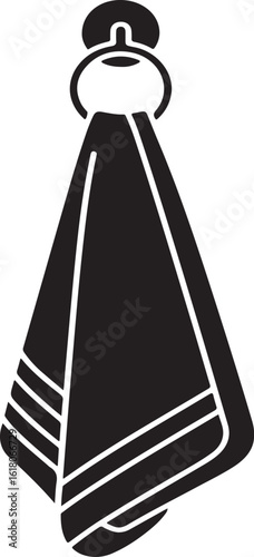 Black silhouette of a folded towel hanging on a ring
