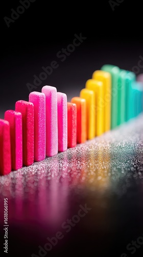 Glittery Rainbow Bars on Dark Reflective Surface