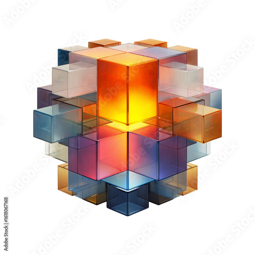 abstract cube 3d icon. isolated on transparent background png 