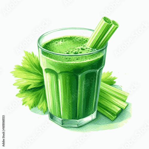 Cold Press Hues Vegetable smoothie isolated watercolor vector illustration svg