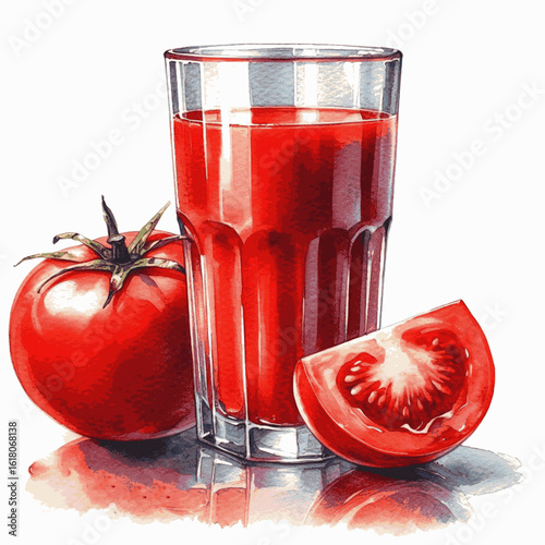 Vital Gradient Tomato juice isolated watercolor vector illustration svg