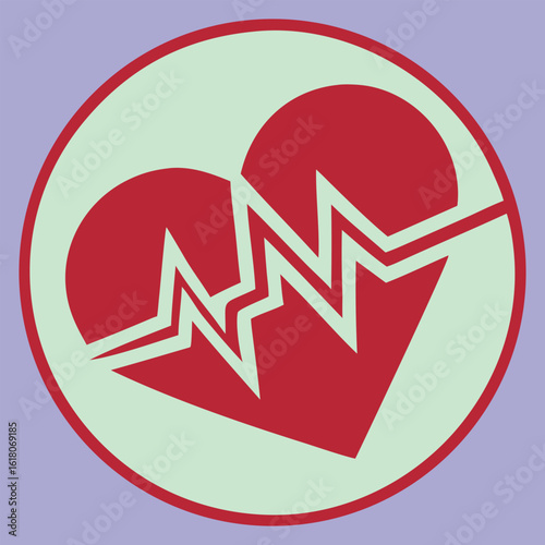 Vibrant flat vector icon set featuring a colorful heartbeat graphic