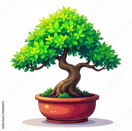 Bonsai tree growing in a pot