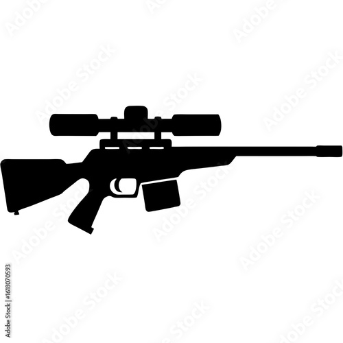 Sniper Rifle Silhouette Vector Isolated"