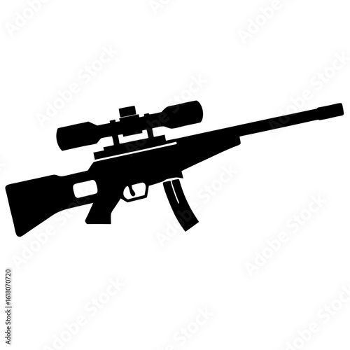 Sniper Rifle Silhouette Vector Isolated"