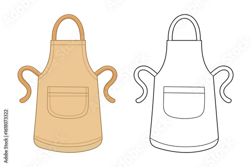Apron illustration: Cooking and baking wear for chefs and homemakers.