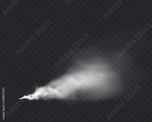 Smoke cloud isolated in transparent background. White realistic steam