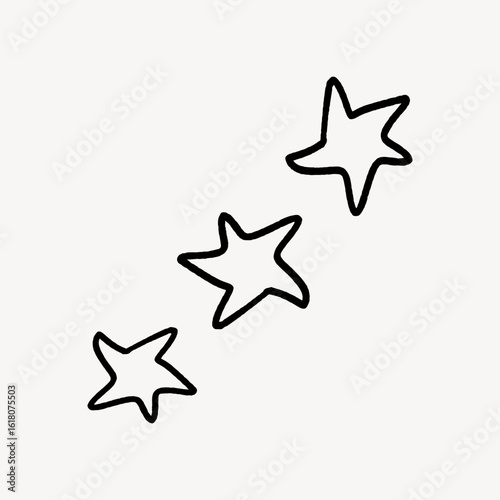 Three star doodle collage element vector