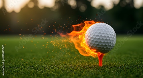 Fiery Golf Ball in Motion