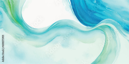 A peaceful abstract ocean painting in aqua, blue, and green watercolor tones. Great for wallpapers, branding, and digital design work.
