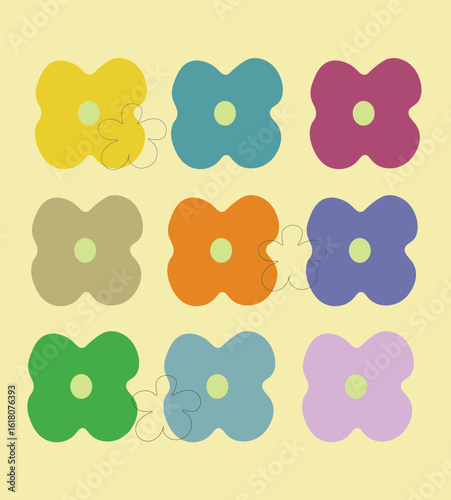 set of flowers