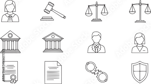 Tableau sur toile Law and Justice Icons Set