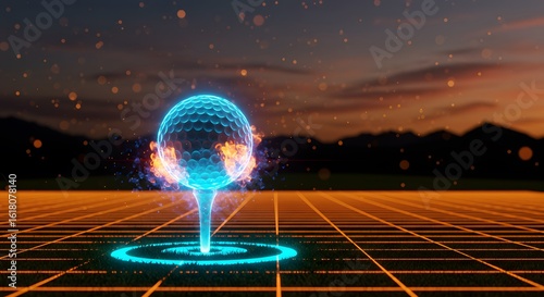 Sci-Fi Golf Ball with Sparks and Neon Glow
